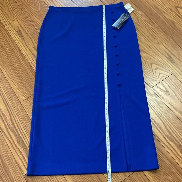 NYCC Women’s ocean blue pencil left side slit skirt with nine fabric buttons M - Picture 9 of 12